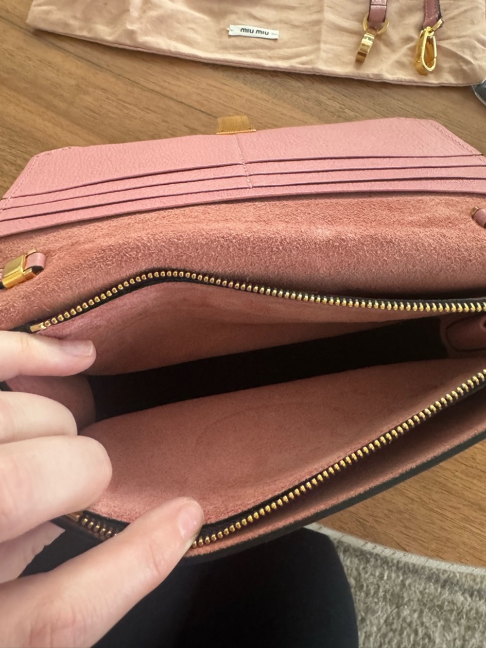 Miu Miu Madras Leather Push Lock Flap Crossbody Bag Pink Gold Hardware Small - Picture 10 of 14